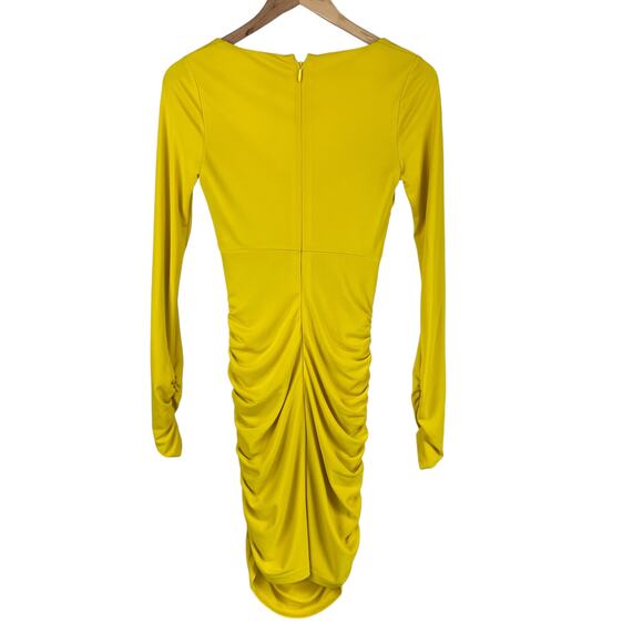 Cinq à Sept NWT Miah Ruched Mini Dress Pineapple Yellow Size 4 Long Sleeve - Picture 6 of 14